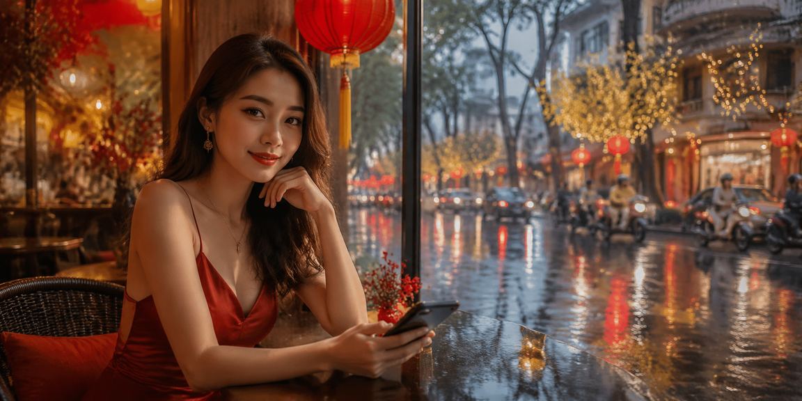 Người dùng tại TP.HCM ngồi uống cà phê và theo dõi giải thưởng jackpot tích lũy trên điện thoại