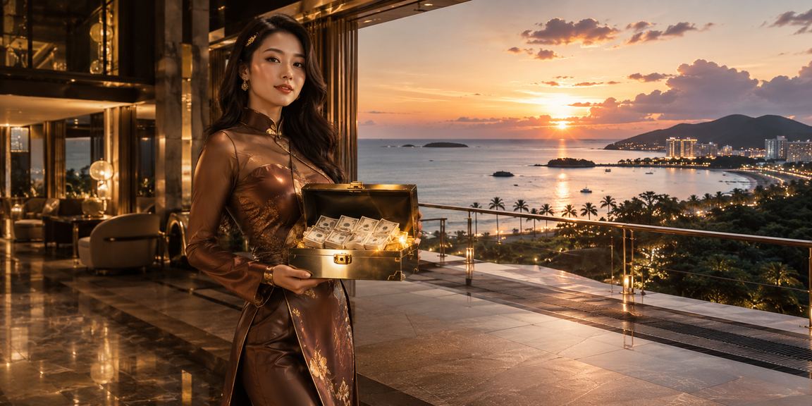Người phụ nữ mặc áo dài tại khu nghỉ dưỡng Phú Quốc tham gia chương trình casino và cá cược VIP trực tuyến